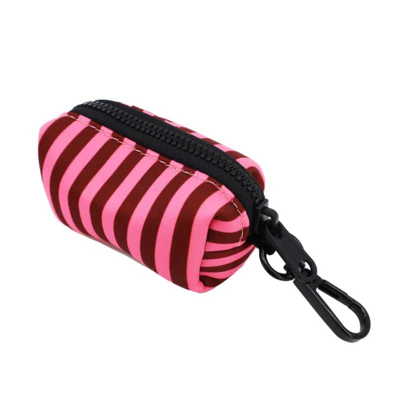 Distributeur sacs à crotte de chien Pablo & Co - Rayures Blushing Stripes en rose et bordeaux