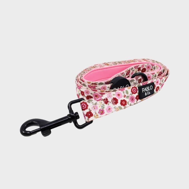 Laisse en tissu pour chien motif fleurs de Pablo & Co