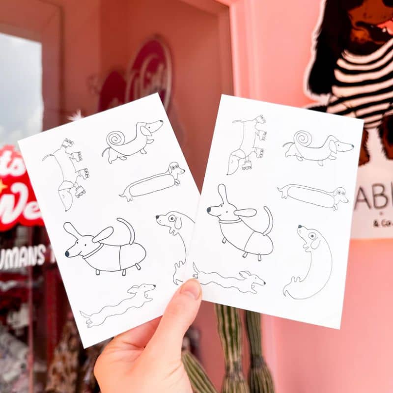 tatouage temporaire motif chien weenie dog pablo & co