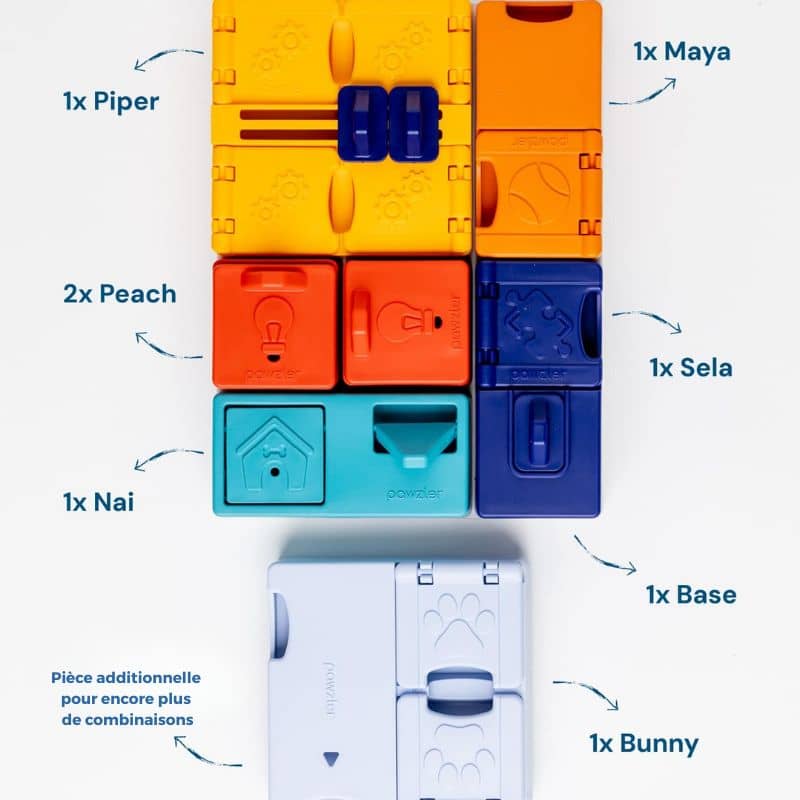 jouet d'occupation pour chien niveau  3 Genius set Pawzler : 14 cachettes à friandises pour stimuler et enrichir le chien via la dépense mentale - niveau difficile