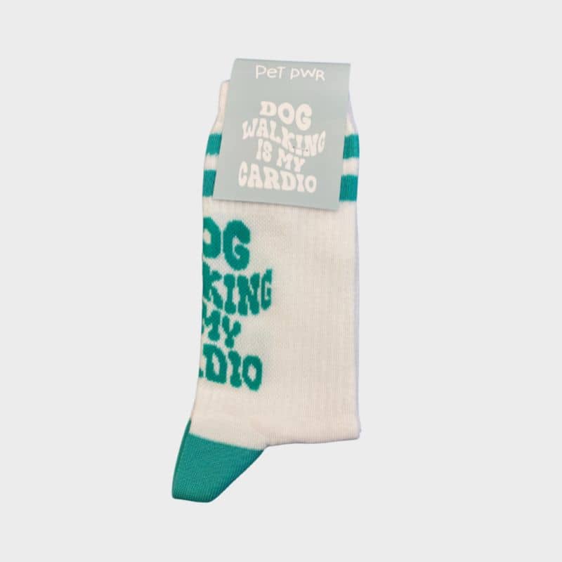 chaussettes taille unique fait main en Italie "Dog walking is my cardio" de la marque Pet Pwr