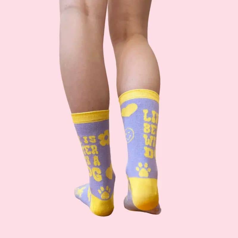 chaussettes taille unique fait main en Italie "Life is better with a dog" de la marque Pet Pwr