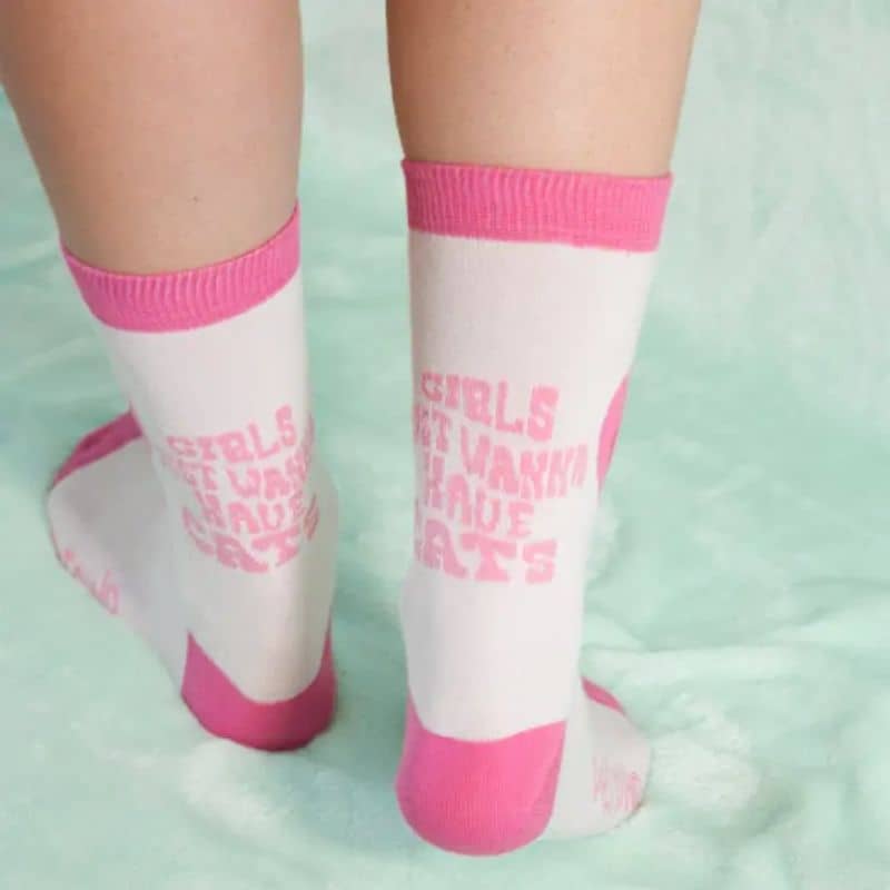 chaussettes taille unique fait main en Italie "Girls just wanna have cats" de la marque Pet Pwr