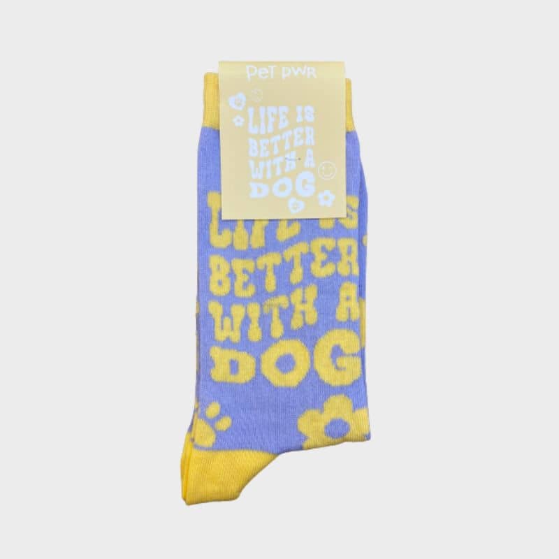 chaussettes taille unique fait main en Italie "Life is better with a dog" de la marque Pet Pwr