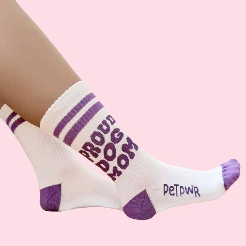 chaussettes taille unique fait main en Italie "Proud dog mom" de la marque Pet Pwr