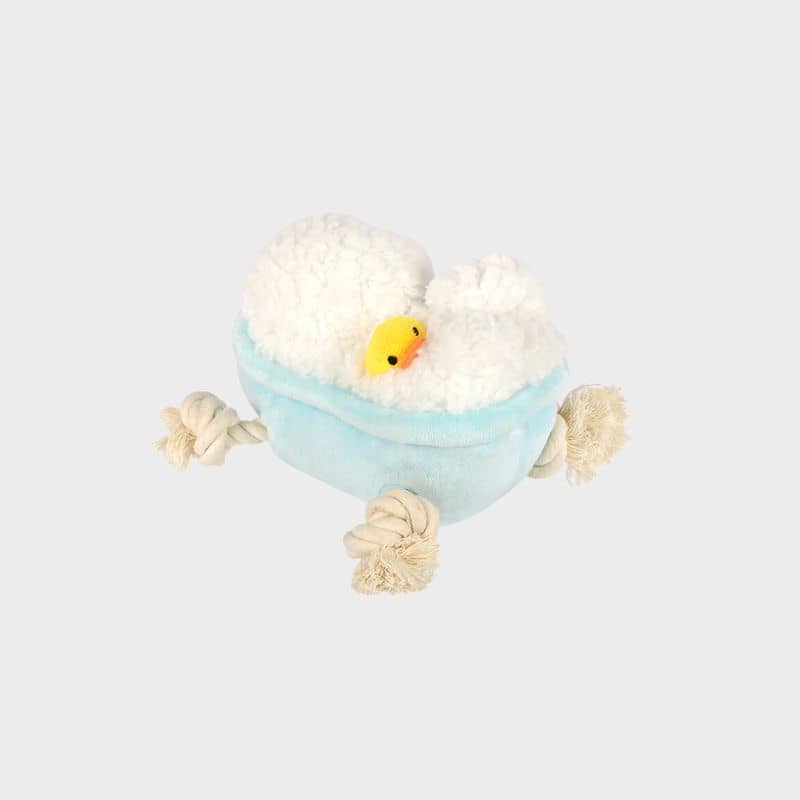 jouet peluche pour chien en forme de baignoire avec canard de bain jaune - Rub a dub tub de la collection Splish Splash de Play