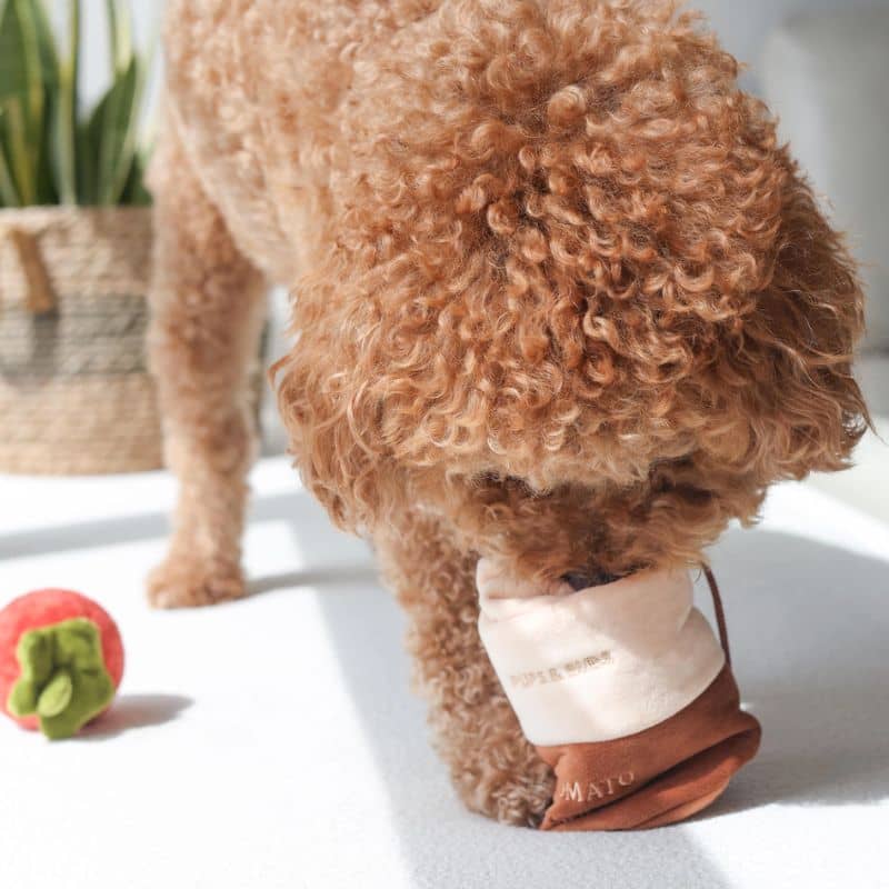 Tomato Soup nosework toy Pups & Bubs - jouet d'occupation interactif et de fouille pour chien en forme de soupe de tomate dans lequel cacher des friandises pour occuper votre chien