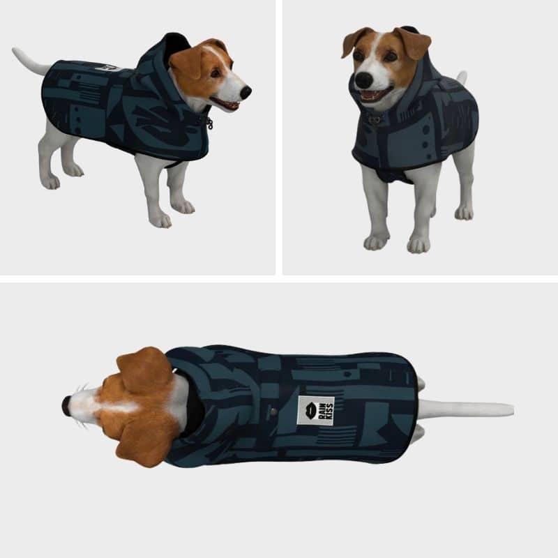 Imperméable pour chien tendance motif back to black de Rainkiss