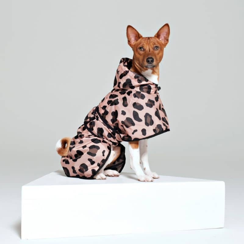Imperméable de pluie poncho waterproof motif panthère rose pour chien de Rainkiss