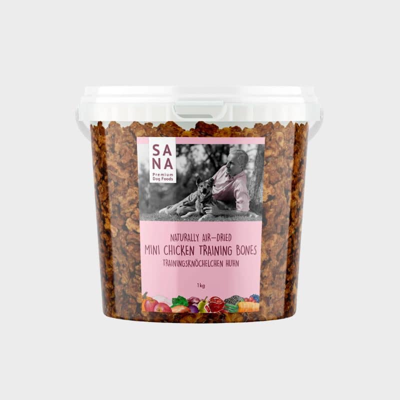 friandises naturelles pour l'éducation "training treats" pour chien en forme d'os mini bones poulet Sanadog nouvelle marque Fresco