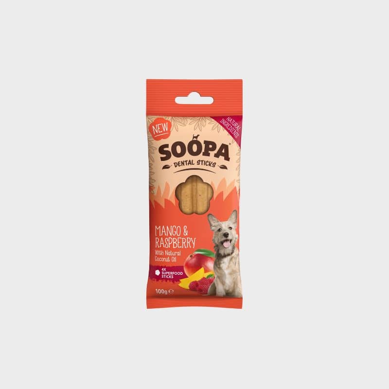 dental stick soopa pour chien gout framboise et mangue