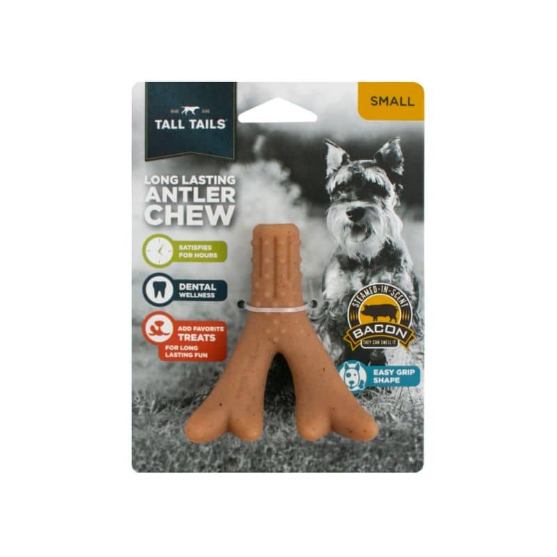 jouet résistant à macher pour chien en forme de bois de cerf parfumé au bacon Tall tails - taille S