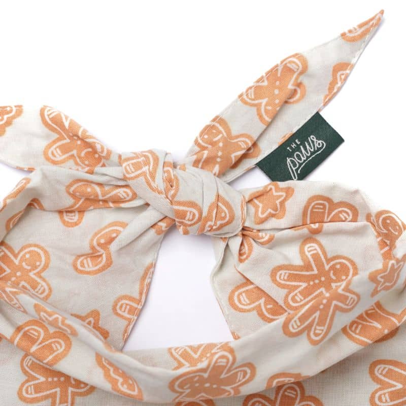 Bandana pour chien de Noël motif cookie en forme de bonhomme en pain d'épices de The Paws