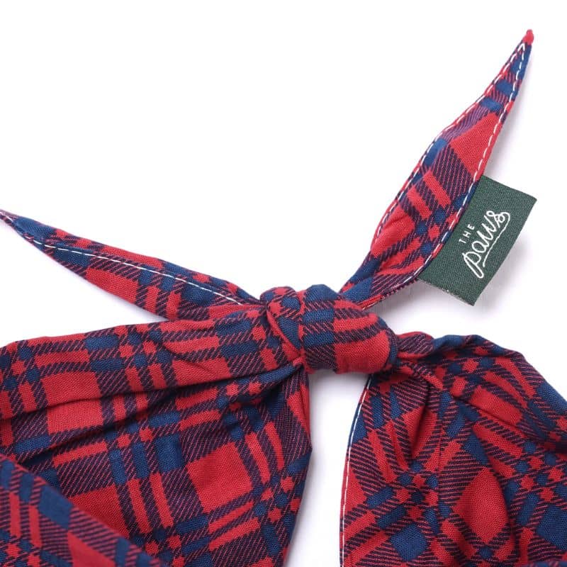 Bandana pour chien motif carreaux bleu et rouge de the paws - cabin plaid