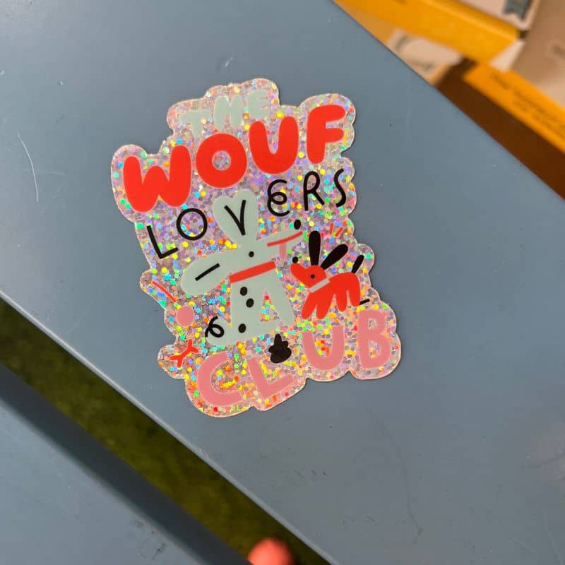 Sticker avec chien mignon glitter à paillettes : the wouf lovers club