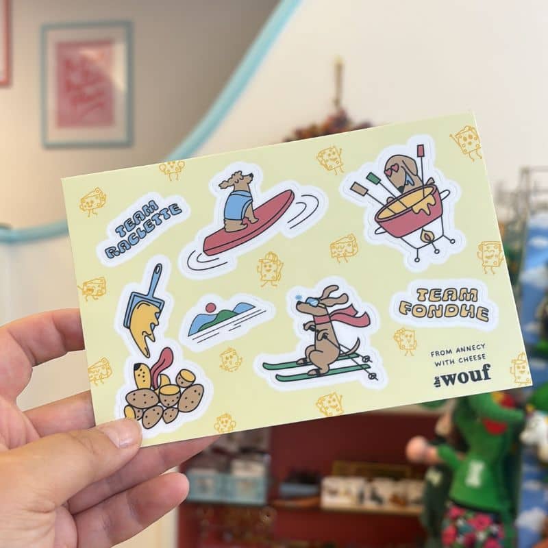 planche de 7 stickers autocollants souvenir d'annecy - illustrations par Agu Wu 