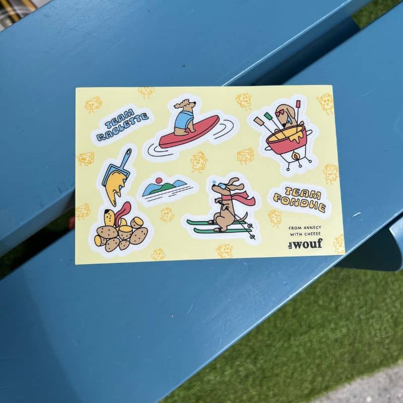 planche de 7 stickers autocollants souvenir d'annecy - illustrations par Agu Wu