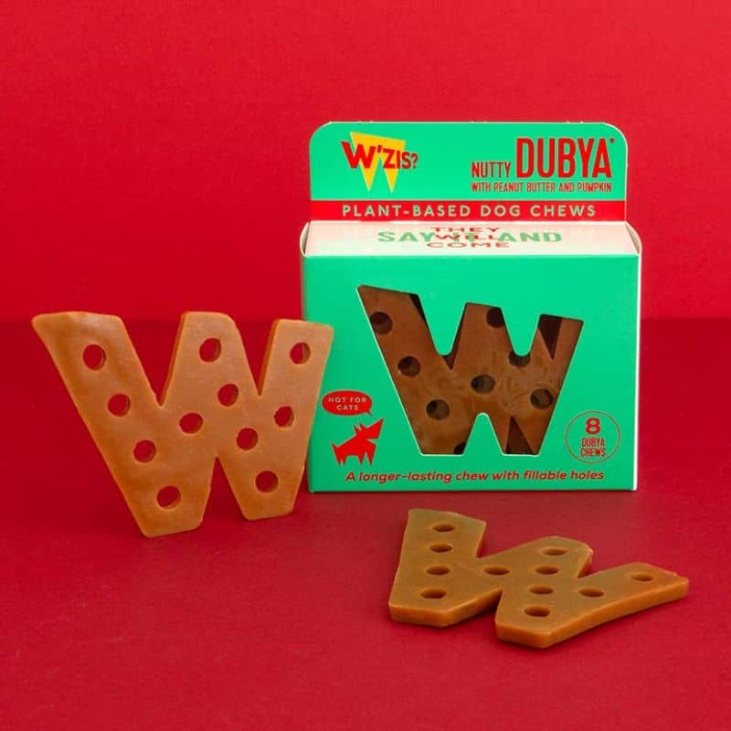 Friandises pour chien vegan en forme de W goût beurre de cacahuète