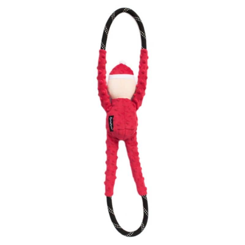 Jouet de Noel pour chien avec corde et squeaker en forme de Père Noel * Zippypaws RopeTugz Santa 
