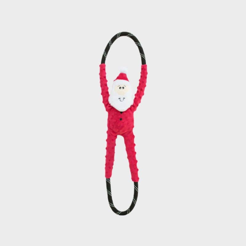 Jouet de Noel pour chien avec corde et squeaker en forme de Père Noel * Zippypaws RopeTugz Santa 
