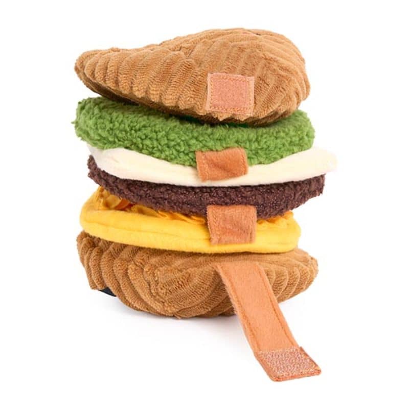 jeu de fouille pour occuper son chien en forme de croissant Zippypaws : cachez des friandises dans chaque partie du jouet Snufflerz Stack Breakfast Sandwich