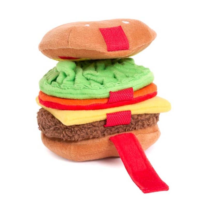 jeu de fouille pour occuper son chien en forme de burger Zippypaws : cachez des friandises dans chaque partie du jouet Snufflerz Stack Cheeseburger