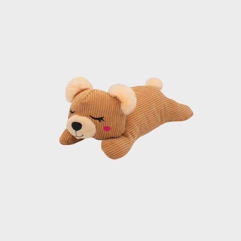 jouet silencieux pour chien peluche sans pouic en forme d'ourson snooziez shhhqueaker bear Zippypaws