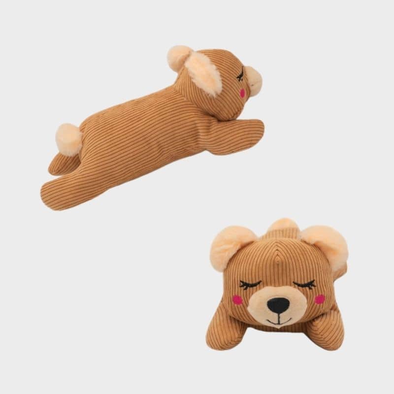 jouet silencieux pour chien peluche sans pouic en forme d'ourson snooziez shhhqueaker bear Zippypaws