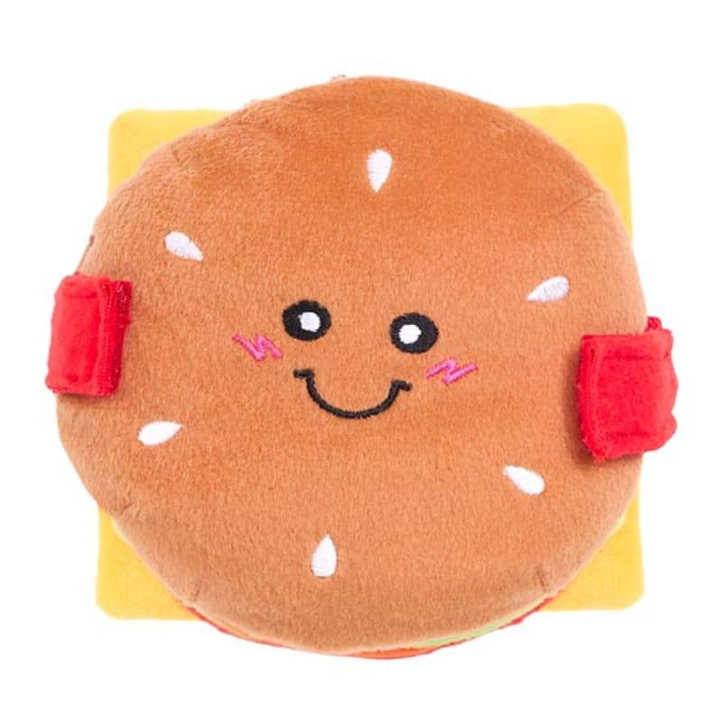jeu de fouille pour occuper son chien en forme de burger Zippypaws : cachez des friandises dans chaque partie du jouet Snufflerz Stack Cheeseburger