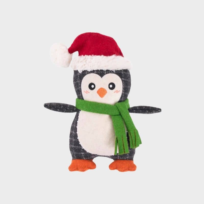 Jouet écologique de Noel pour chien avec squeaker en coton en forme de Pingouin * Ecozippy Cotton Cuddler – Penguin

