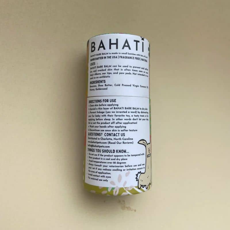 stick naturel hydratant et nourrissant pour la truffe et les coussinets pour chien BARK BALM de Bahati