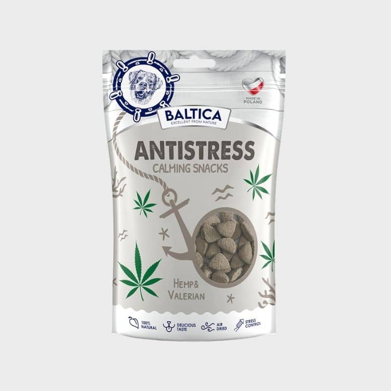 friandises naturelles pour chien aux propriétés anti stress Baltica à base de valériane, chanvre et crevettes