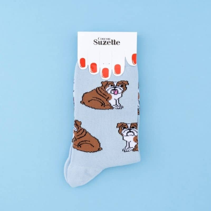 coucou suzette chaussette en coton à motif de bouledogue anglais tendance