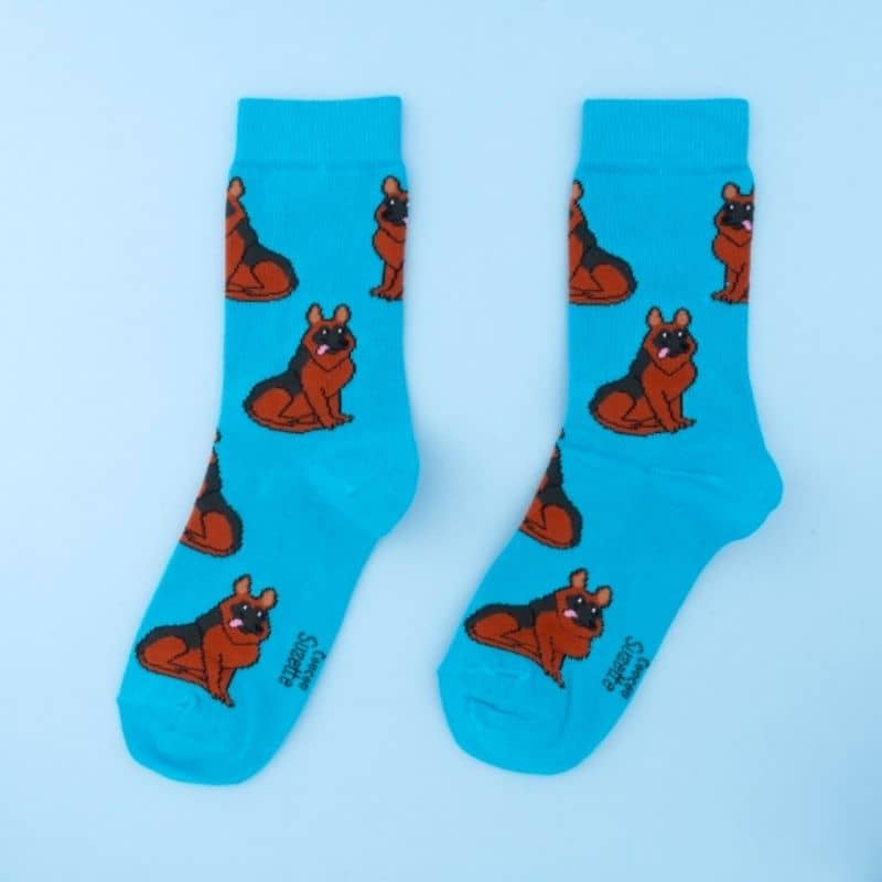 Chaussettes unisexe en coton italien motif berger allemand