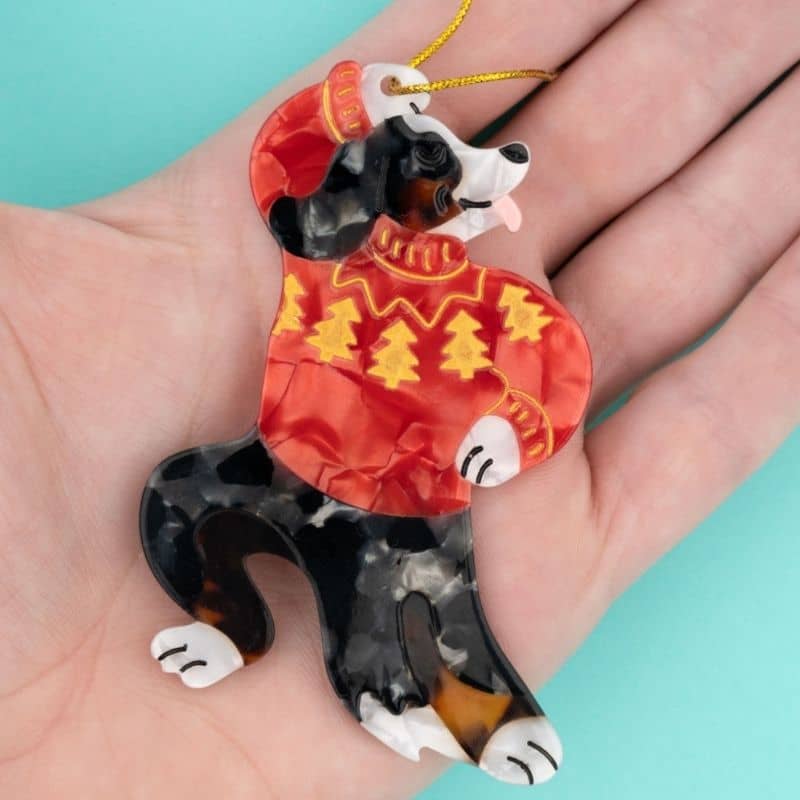 décoration de Noël originale en forme de chien bouvier bernois disco