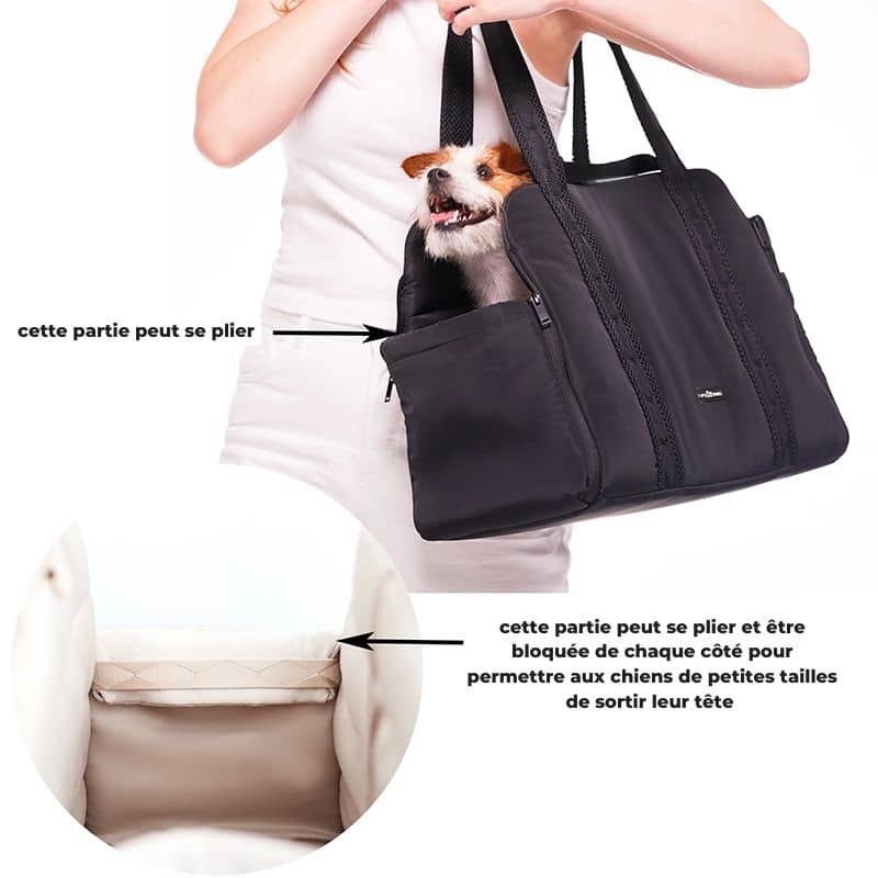 sac de transport pour chien convertible en siège auto et travel mat / tapis de voyage "Everywhere convertible tote bag pet carrier" en noir Pups & Bubs