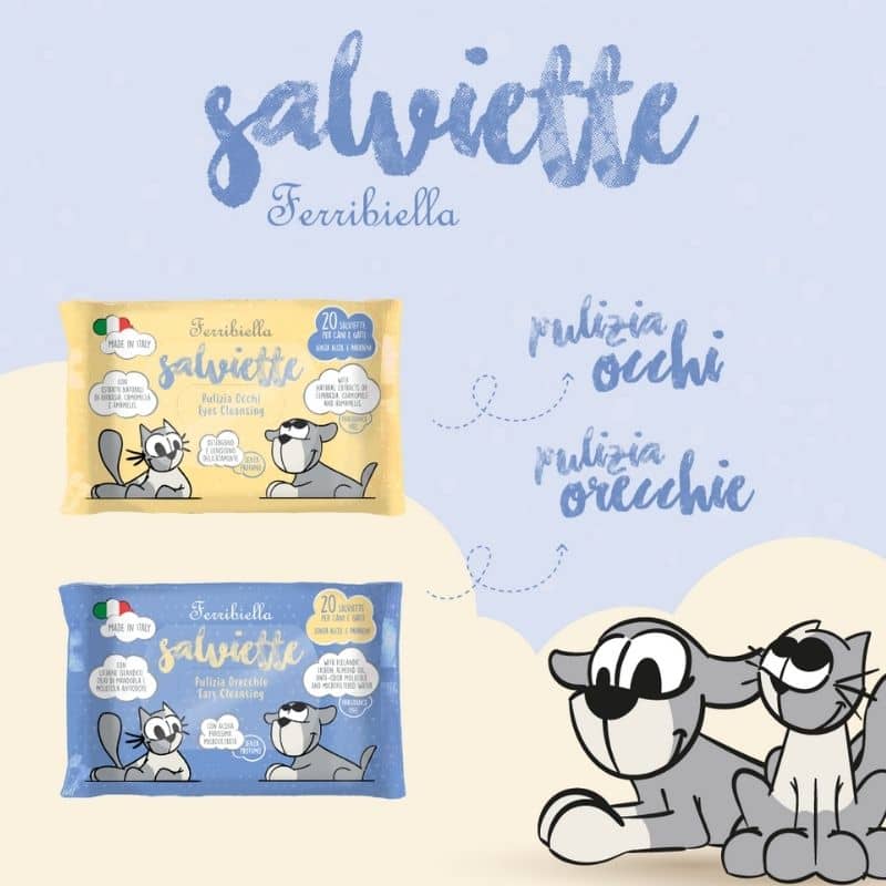 lingettes nettoyantes pour les oreilles pour chien et chat de la marque Ferribiella