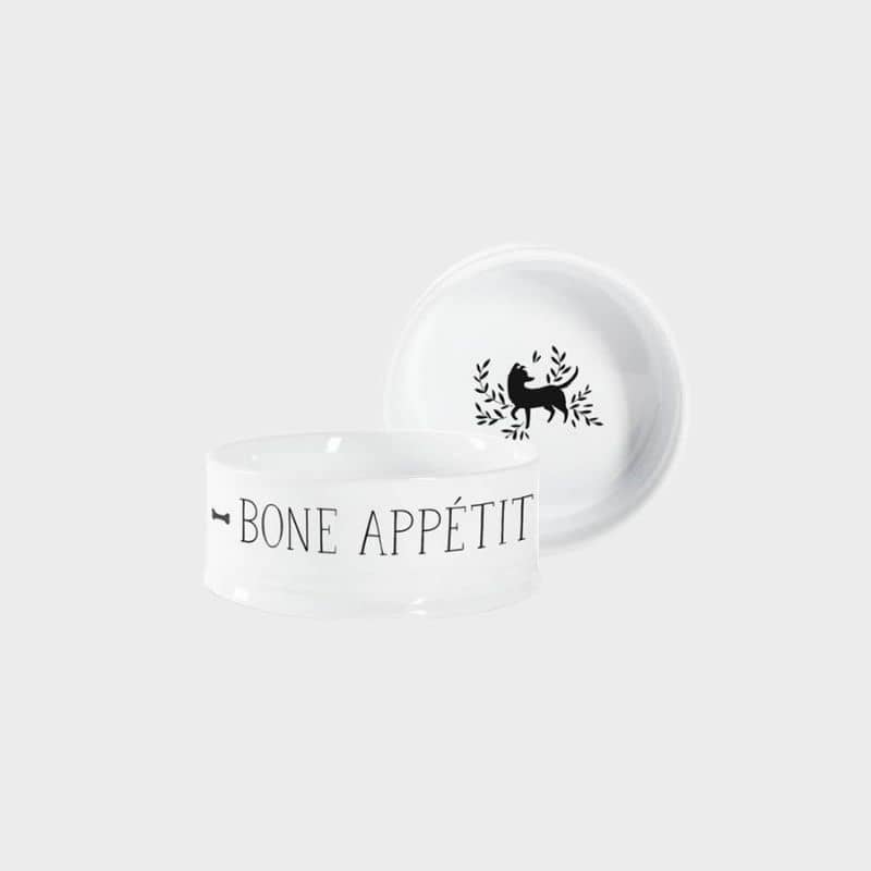 Gamelle pour chien en céramique "Bone Appétit" - blanc