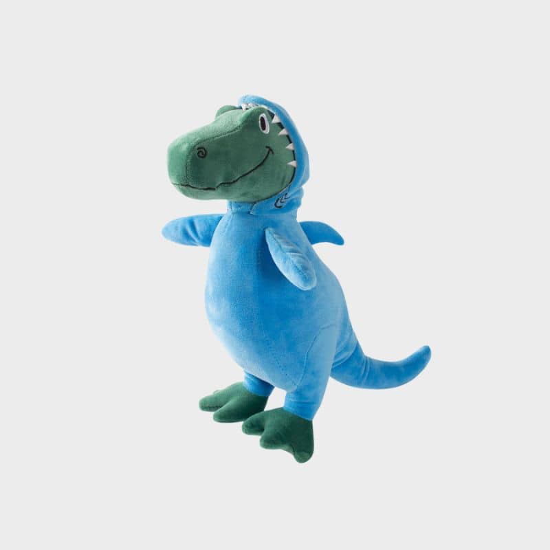 jouet peluche pour chien en forme de dino déguisé en requin  "Shark rex" de la marque Fringe Pet Shop