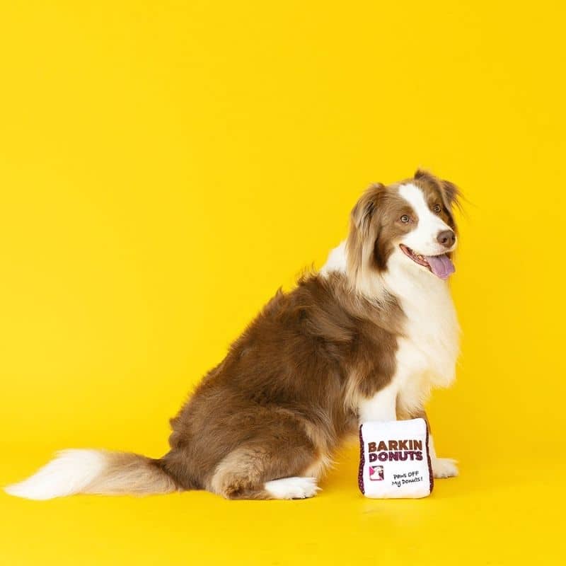Peluche pour chien en forme de sachet de donuts