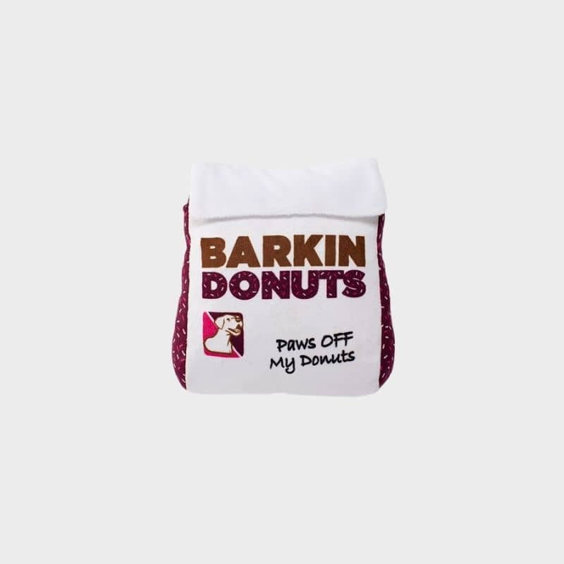 Peluche pour chien en forme de sachet de donuts