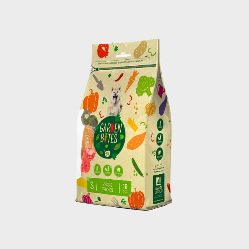 sachet de 18 friandises dentaires à macher en forme de légumes "Veggie friends" Garden bites