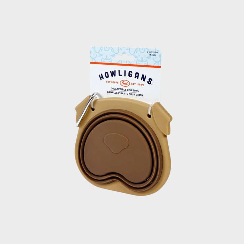 gamelle de voyage pour chien pliable légère et robuste en forme de de tête de chien Howligans