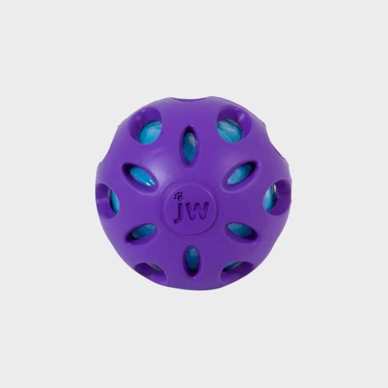 balle résistante pour chien en bouteille plastique recyclée Crackel Heads JW Pet