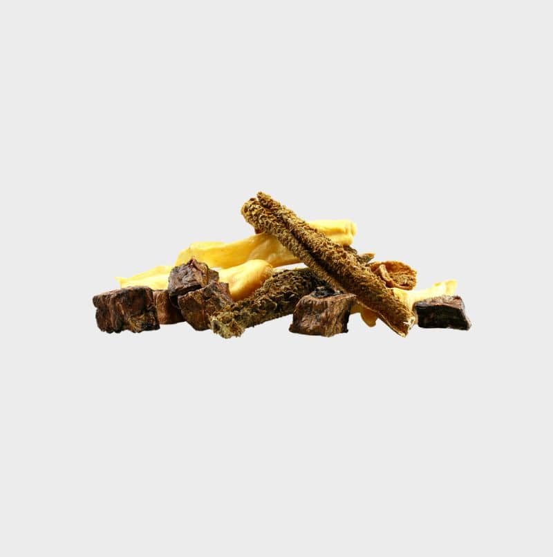 kit mastication hypoallergénique pour chiens sensibles à l'agneau avec oreilles, tripes, poumons