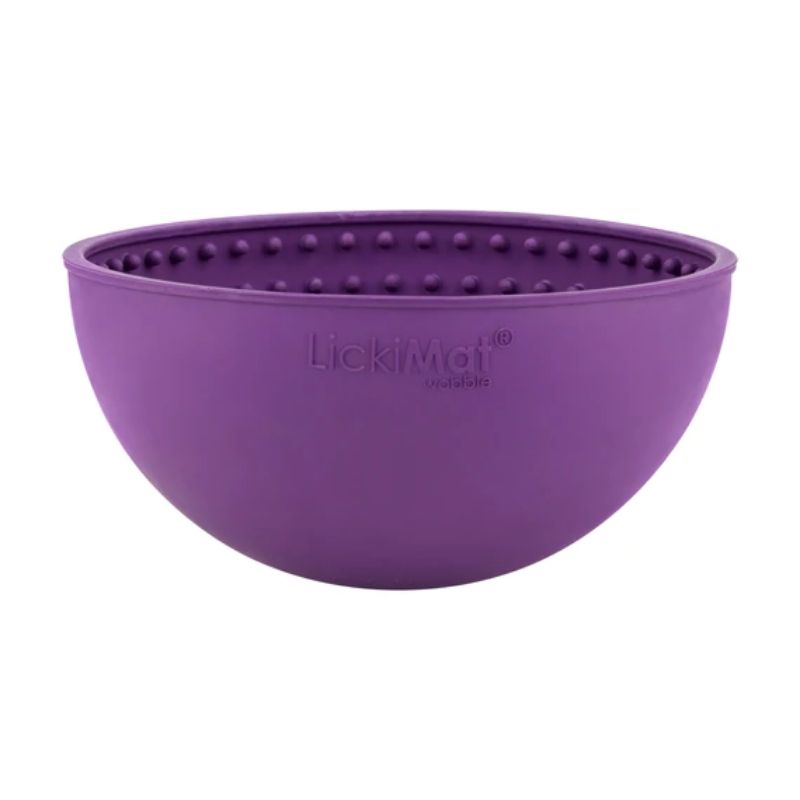 bol à lecher pour chien de la marque lickimat de couleur turquoise et violet
