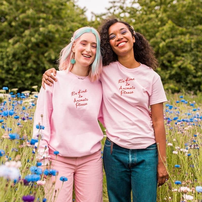 TEE-SHIRT - BE KIND TO ANIMALS EN ROSE
