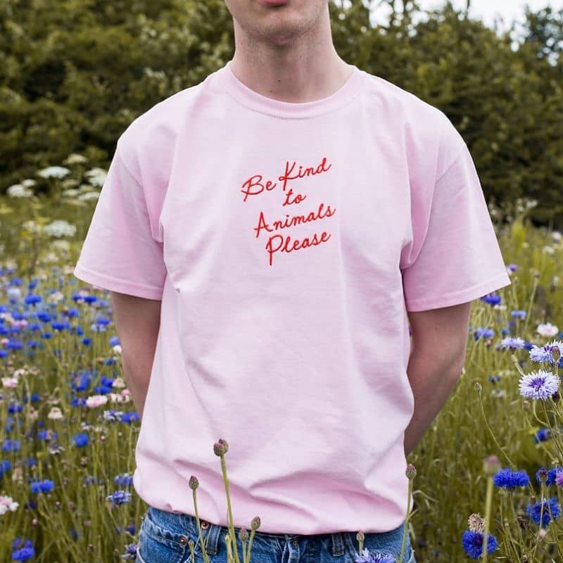 TEE-SHIRT - BE KIND TO ANIMALS EN ROSE