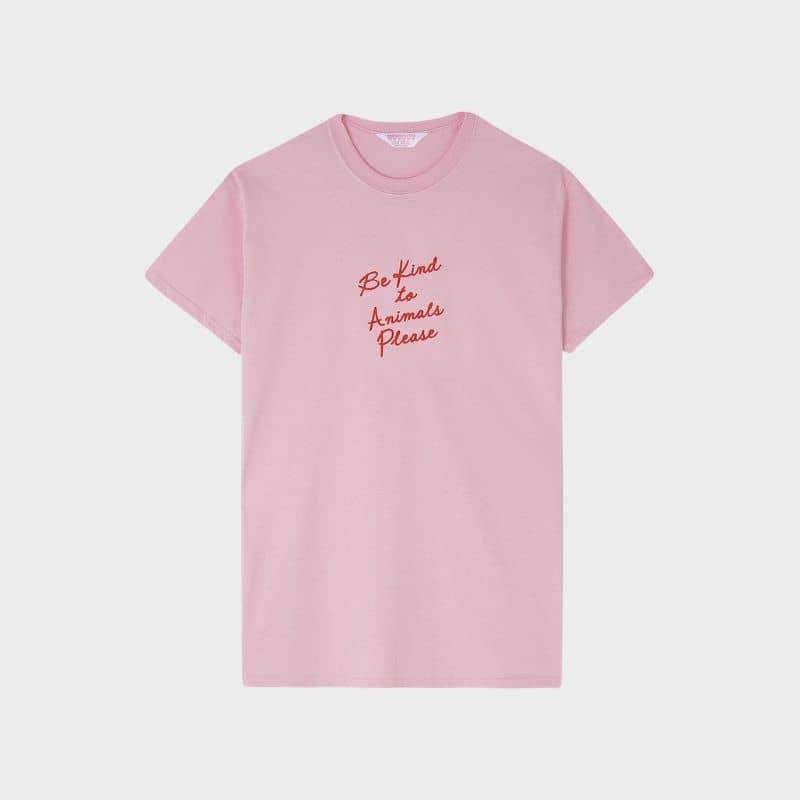 TEE-SHIRT - BE KIND TO ANIMALS EN ROSE