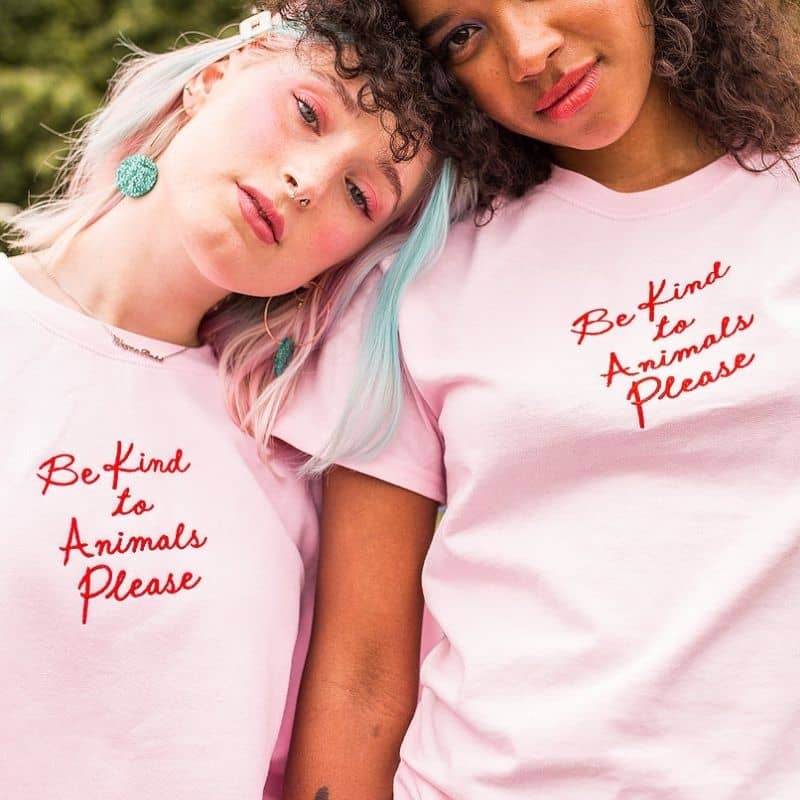 TEE-SHIRT - BE KIND TO ANIMALS EN ROSE